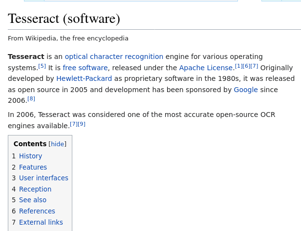Tesseract Wikipedia英語ページ