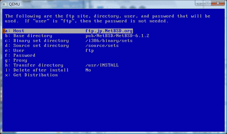 NetBSD 6.1.2インストール情報画面