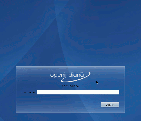 OpenIndiana 151a8 GNOMEログイン画面