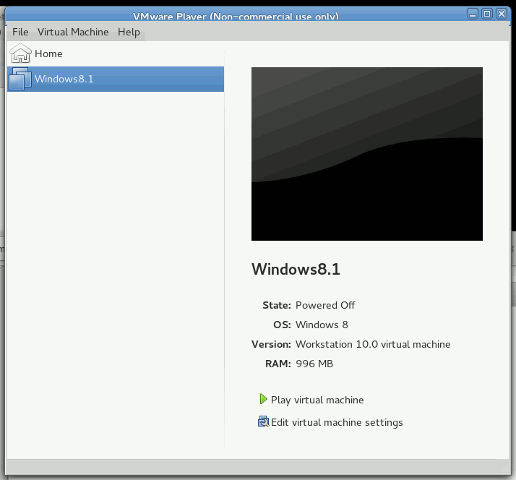 Windows 8.1用仮想マシン/VMware Player 6.0.3