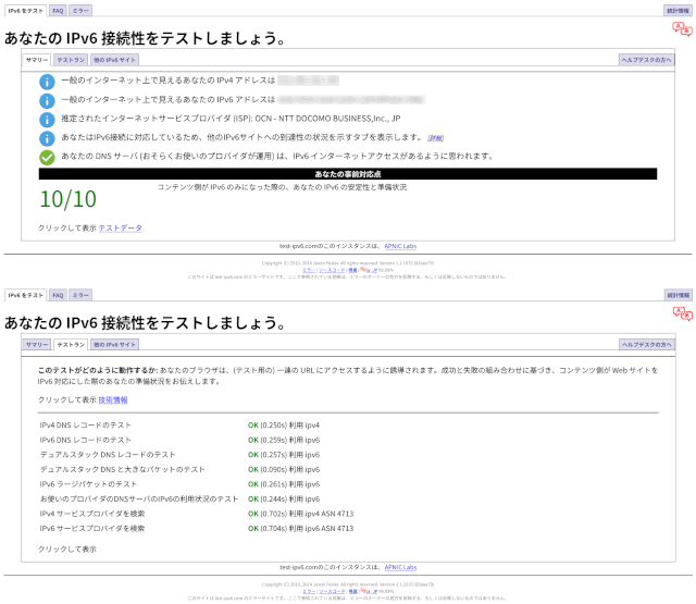 IPv4/IPv6接続判定ページ例2